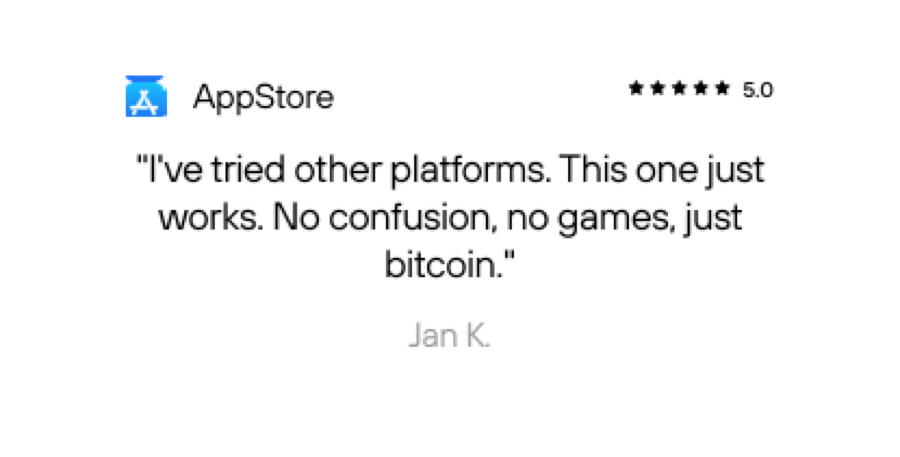 App Store testimonial — Jan K., 5.0 stars